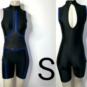 🆕Black & Blue Mesh Romper & Face Mask  Size S
